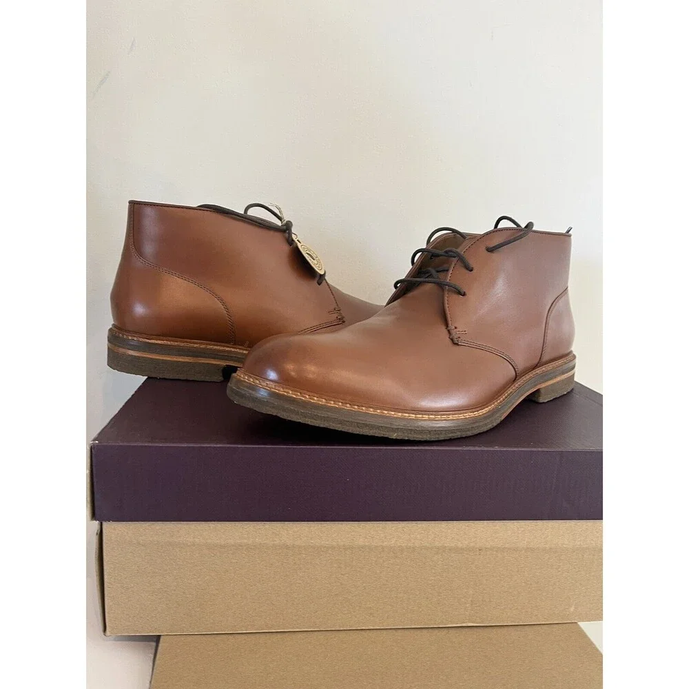 New Johnston & Murphy Calder 20-7280 Mahogany Leather Men Sz 13 Boots Crepe Sole